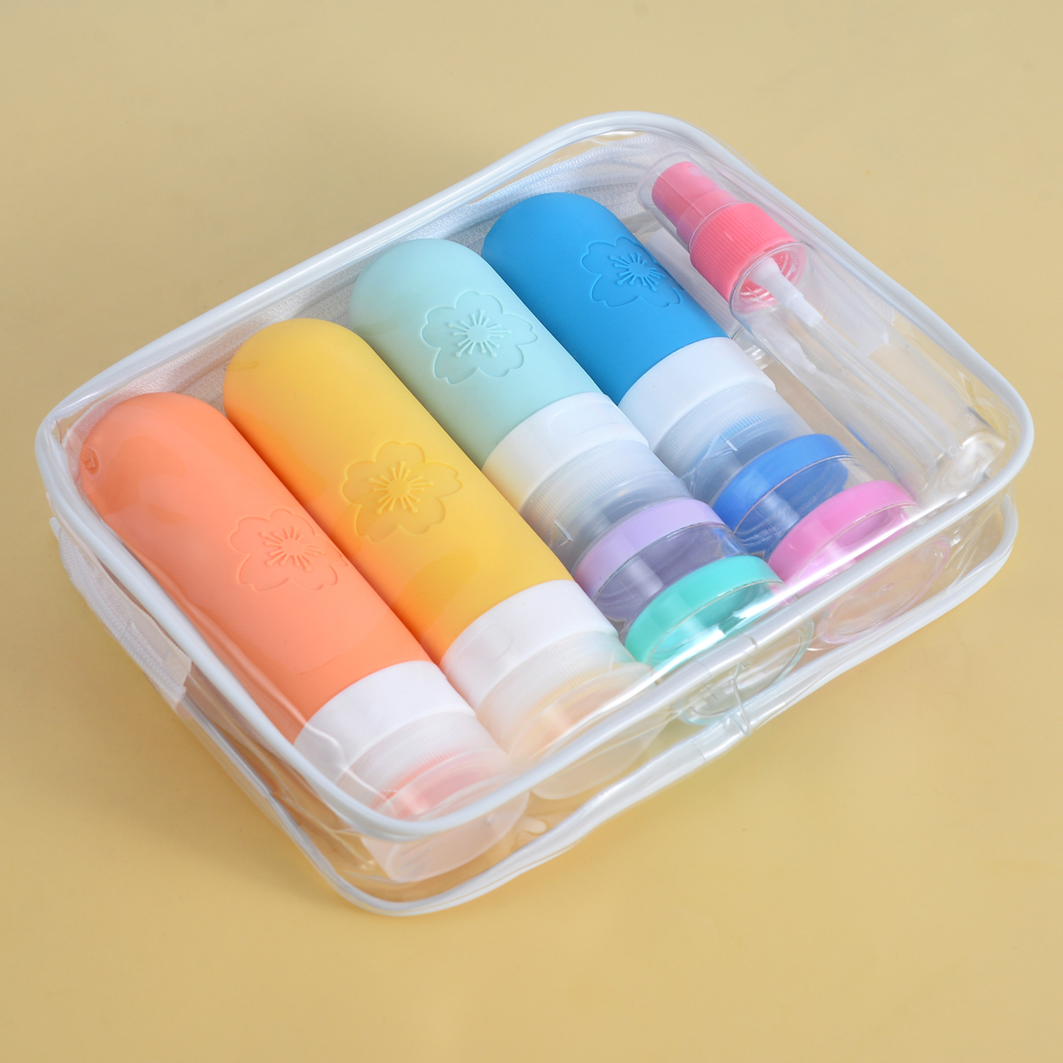 17- pack reseflaskor, tsa-godkända, läckagesäkra, klämbara silikonbehållare för toalettartiklar, balsam, schampo och lotion