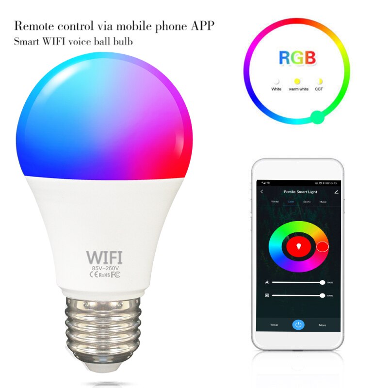 E27 Bluetooth RGB LED Bulb LampB22 LED Lamp WIFI Light Bulb Indoor Home Decor Smart IC Lighting Lamp Smart Bulb
