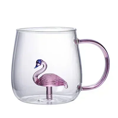 Verre en forme d'animal de dessin animé, mignon, verre à haute teneur en Borosilicate, tasse monocouche, salon avec invités, jus, boisson froide