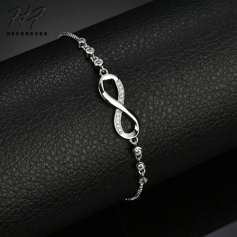 12 Kind Infinity Bracelet for Women with Crystal Stones Number 8 Chain Minimalista Anklet Bracelets Bangle Jewelry Bileklik