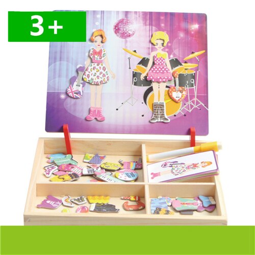 Kids Wooden Puzzles Educational Toys Animals/ Vehicle /Circus Drawing Board Magnetic Puzzle Wood Toy For Kids: m-t-120-B