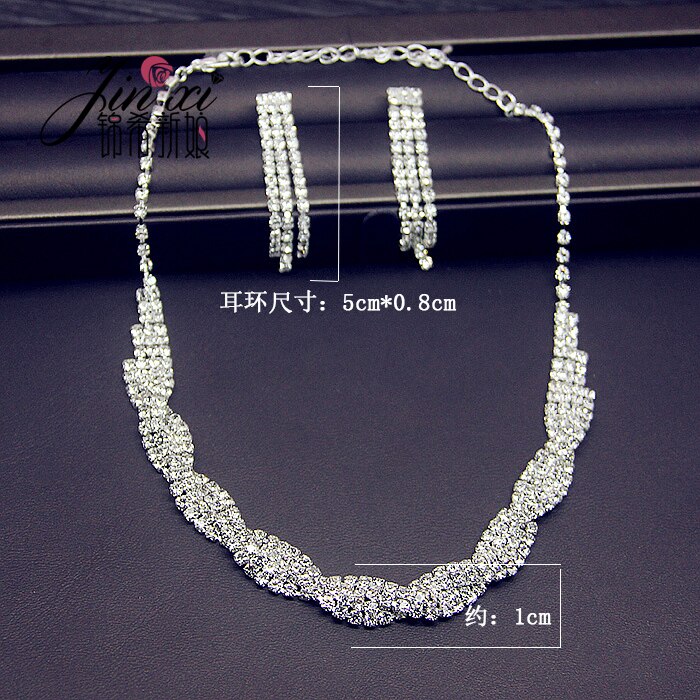 NPASON Jewelery Sets Bride Wedding Full Dress Jewelry Crystal Necklace Earrings Unique Style