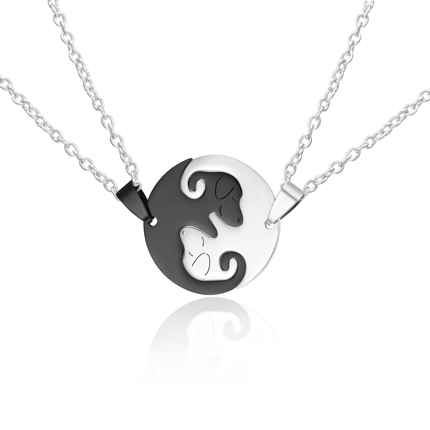 2 Teile/satz Paar Halskette Runde Herz Katzen Schlüssel Medaillon Beste Freunde Anhänger Halskette für Familie Liebhaber Freundschaft Schmuck: 4