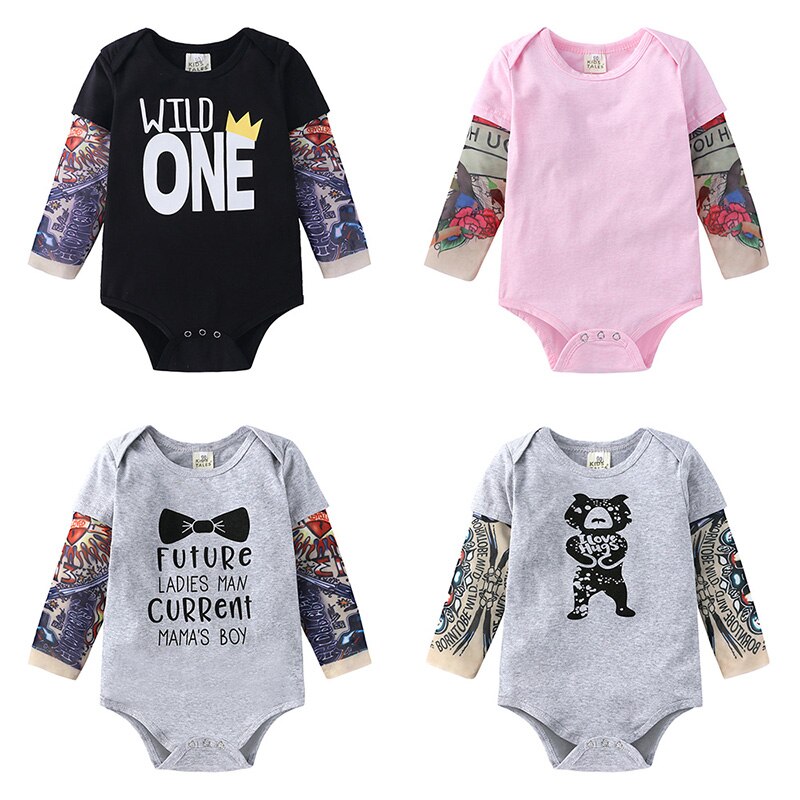 Novelty Tattoo Baby Jongens Romper Katoen Met Lange Mouwen Baby Rompertjes Lente Herfst Pasgeboren Meisjes Kleding Jumpsuit 9-24 Maanden