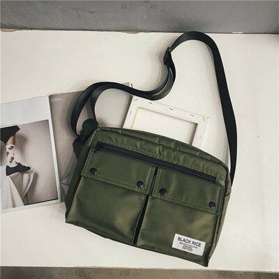 Bolsa de Nylon impermeable para mensajero de un solo hombro, bolso de viaje multifuncional para estudiantes, para jóvenes,: Verde