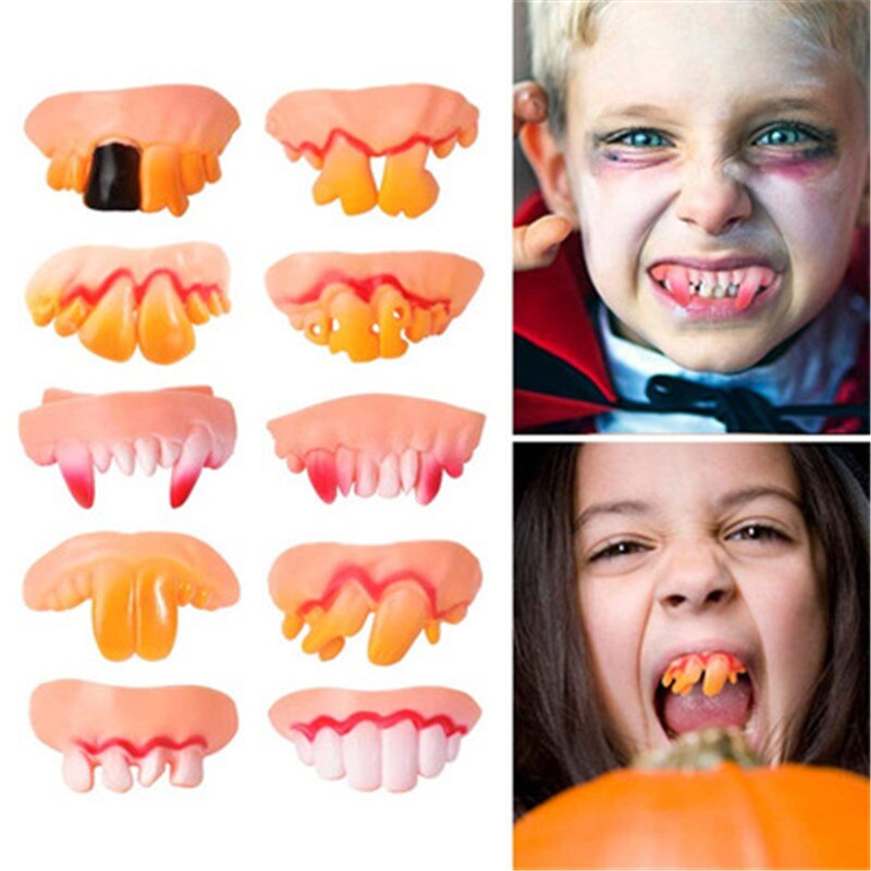 1-10 Uds Halloween dentaduras sorpresa novedad dentadura broma divertida Gadgets para Decoración práctica accesorios divertido & Horror chistes 5Z: 10pcs