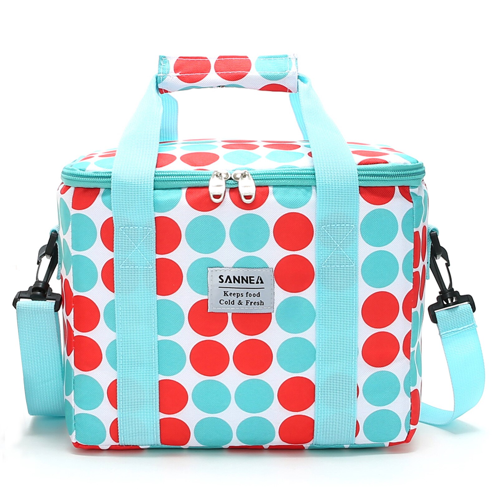 Outdoor Picnic Lunch Bag Lunch Bag for Kids Insulated Lunch Box Snack Box with Strap and Side Mesh Pocket for Boys Girls: Dots 10L