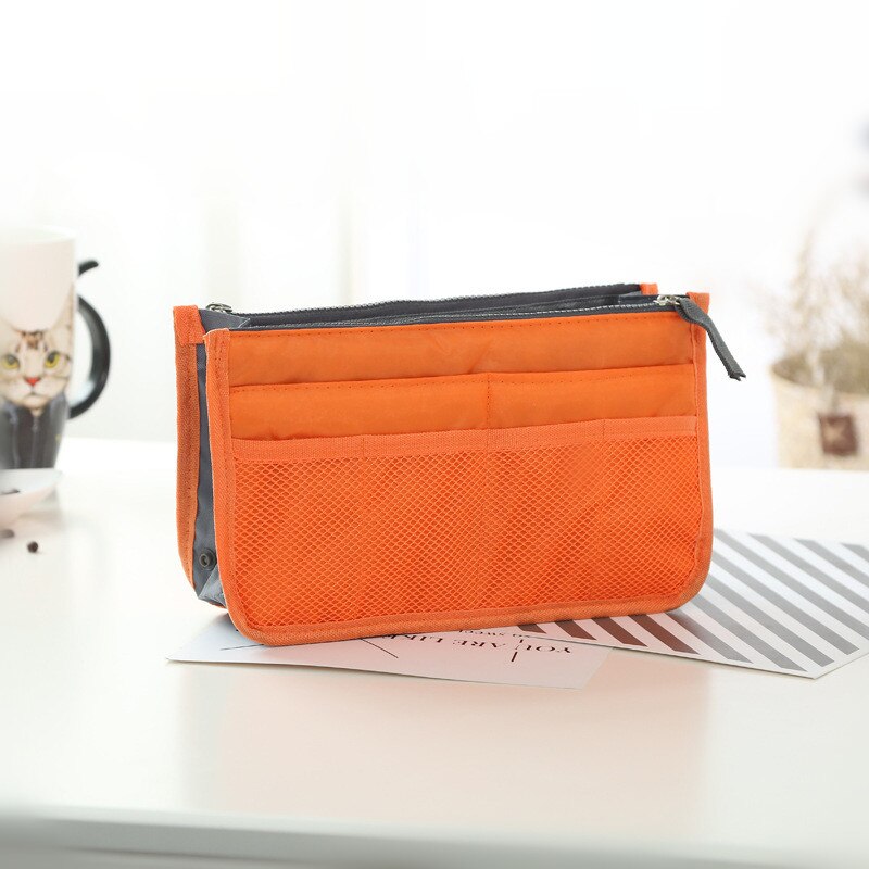 Bolsas de viaje multifuncionales de lona, bolsas de almacenamiento para cosméticos, bolsas de organizador informal para hombre y mujer: Orange