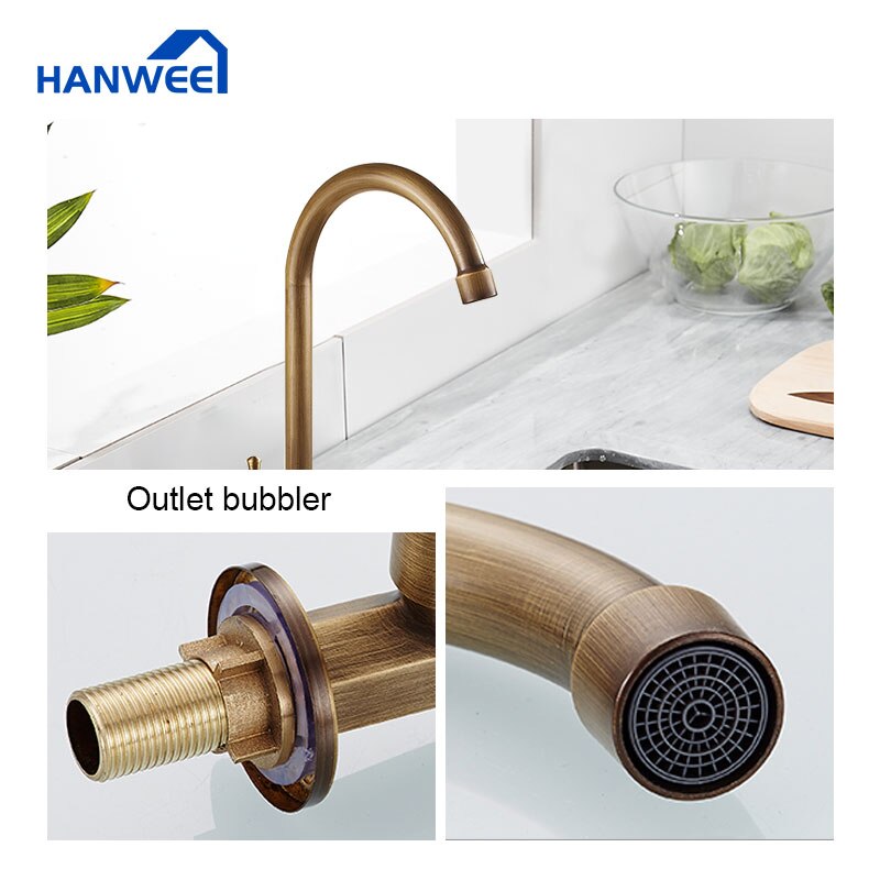 laiton Antique robinet de cuisine froide Bronze fini en laiton évier robinet mitigeur robinet de cuisine