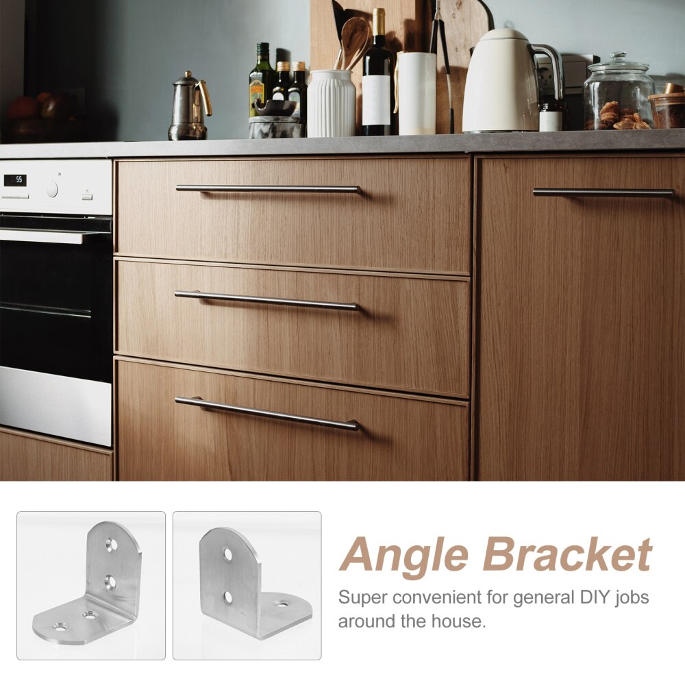 5pcs Thickened Stainless Steel Corner Angle Bracket Fixed Fittings (Silver)