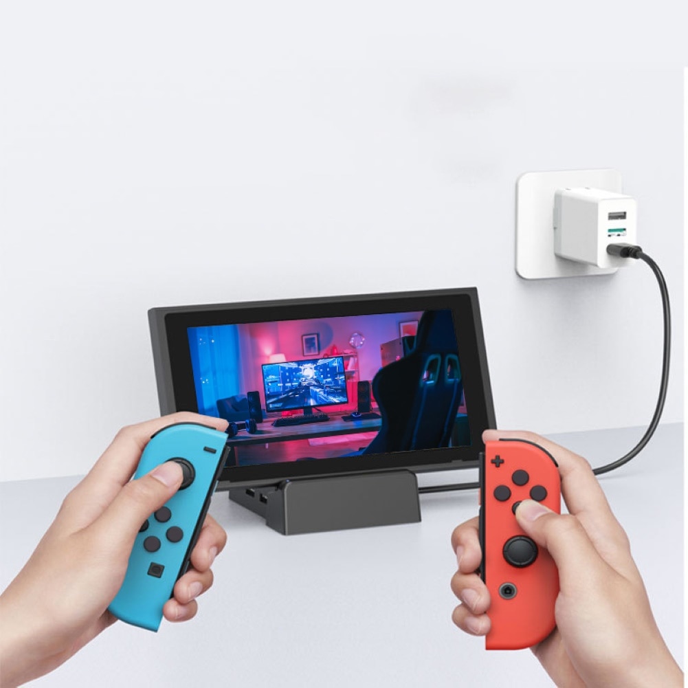 Stazione di Ricarica Nintendo Switch - Supporto Portatile - Convertitore TV - Supporto Gioco