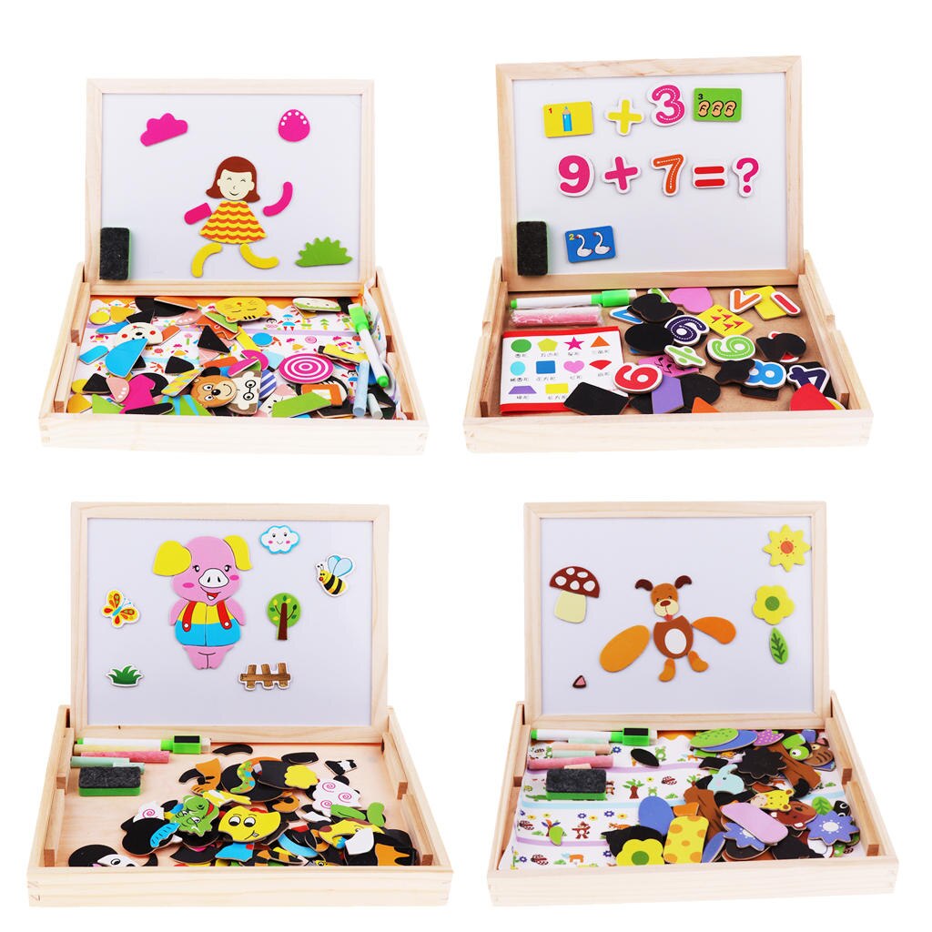Wooden Kids Children Educational Learning Toys Magnetic Board Puzzle Games