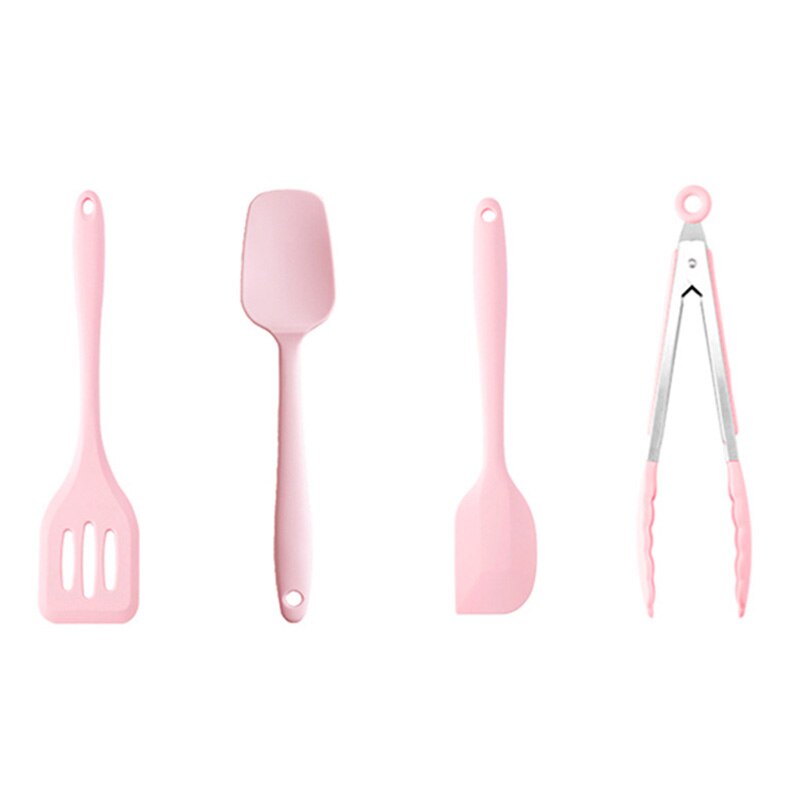 Roze Siliconen Keukengerei Sets Kawaii Voor Gerechten Gereedschap Accessoires Hoge Temperatuur Weerstand Vrij Combineren