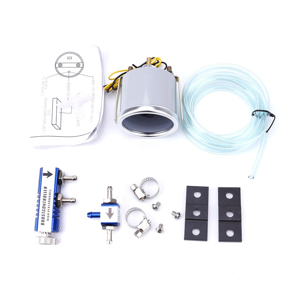 CNSPEED 2" 52mm Turbo Adjustable PSI Pulse Meter + Turbo Pulse Controller Kit 1- 30 PSI IN-CABLE Meter Metric YC101226: blue