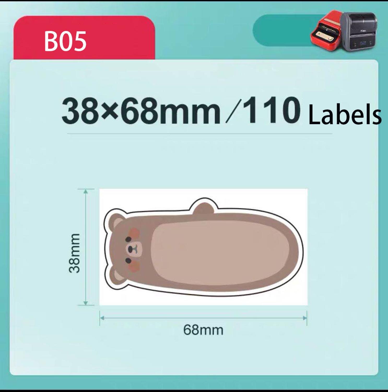 【Niimbot B21/B3S Label】Cartoon Cute Label tape Label Sticker used for B21/B3S Label Maker Label Printer: B05