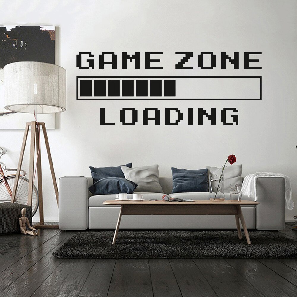 Spil værelse hjem indretning computer videospil zone loading decal væg citat vægmaleri gamer tegn vinyl vægklistermærke legerum indretning