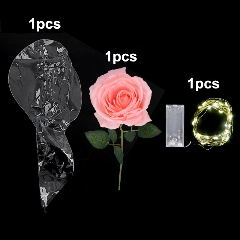 Kit de Globos Led transparentes, globo de burbujas de cuello ancho con luces, accesorios de flores para boda, decoración de PVC: Coral Powder