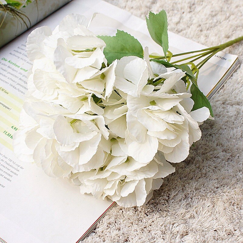 5 gaffel/bundt hortensia bryllup brude tilbehør oprydning blomster væg dekorative blomster kunstige planter vaser til hjemmet: 1