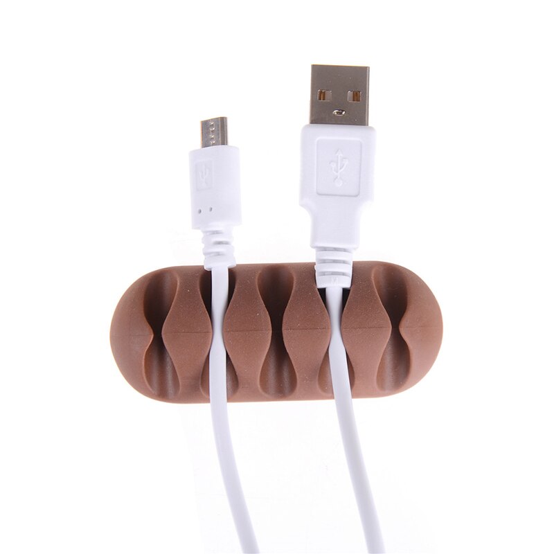 Conjunto de 2 unidades de organizador de cables de escritorio para oficina organizador de cables de Cable USB de silicona autoadhesivo, enrollador de cables, Clip de Cable, almacenaje para cables