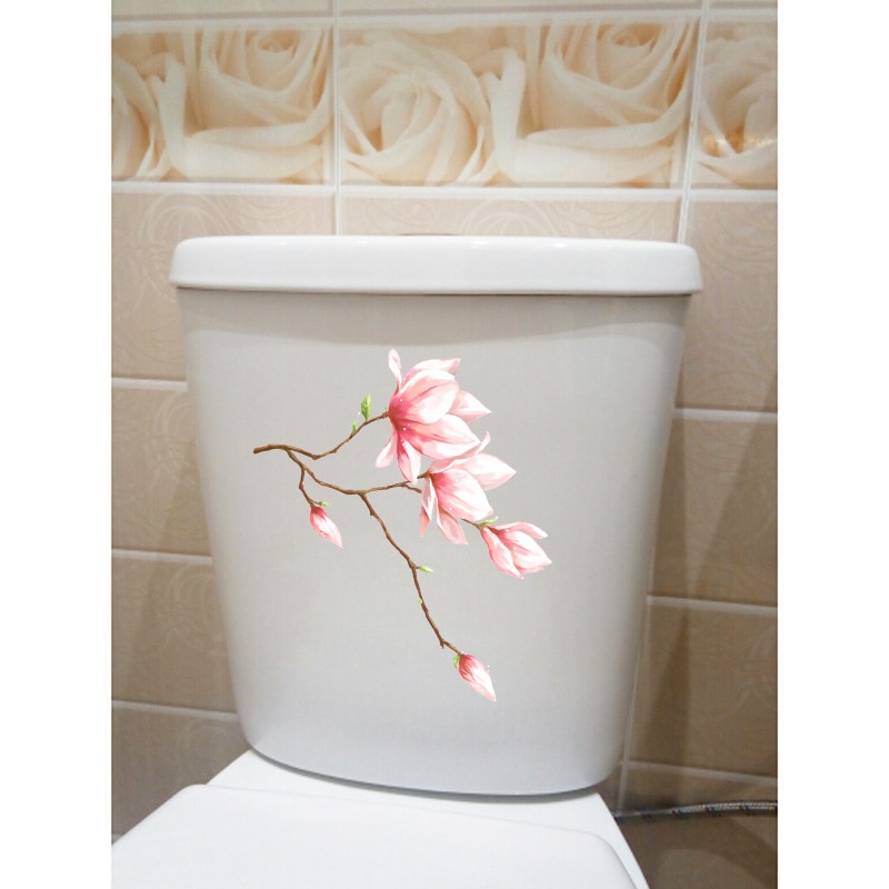 Yoja 21.6*23.7cm fantasy tegneserie rosa magnolia blomst soverom veggdekor hjem wc toalett klistremerke  t1-0641