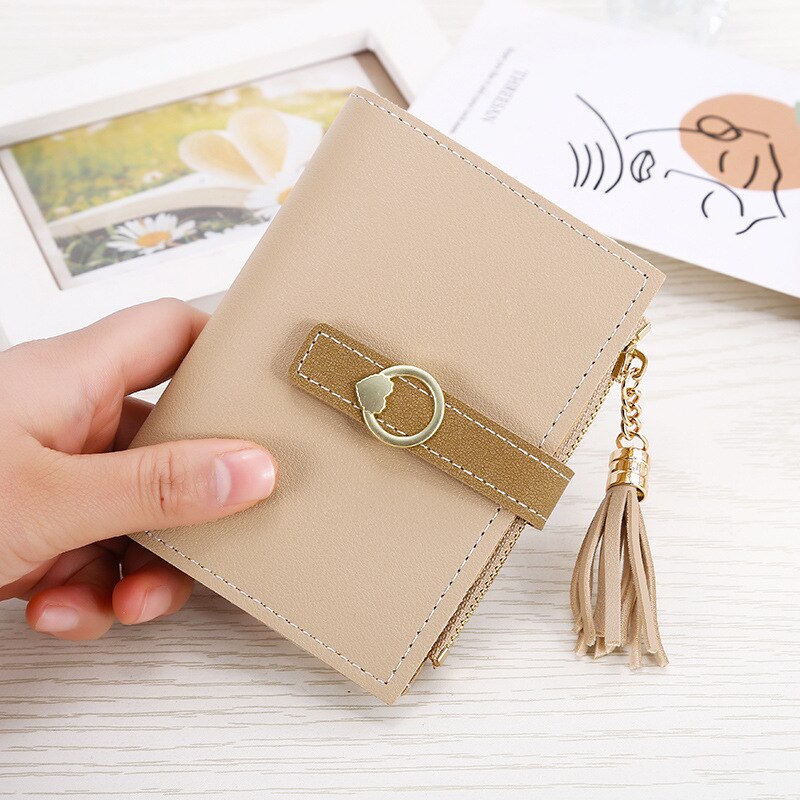 Novo fecho borla pequeno fresco zero carteira multi função bolsa de cartão curto estudante carteira por atacado bolsas crossbody