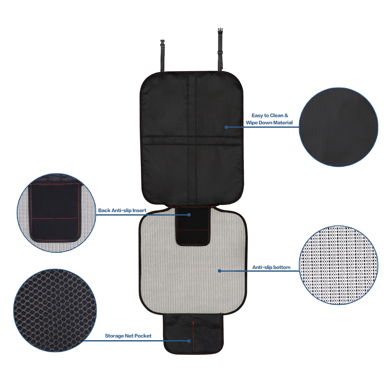 2pcs Car Seat Protector Car Back Seats Protective Mat Protection Pads for Child Car Seats Durable Anti-slip with 2 Mesh Pockets