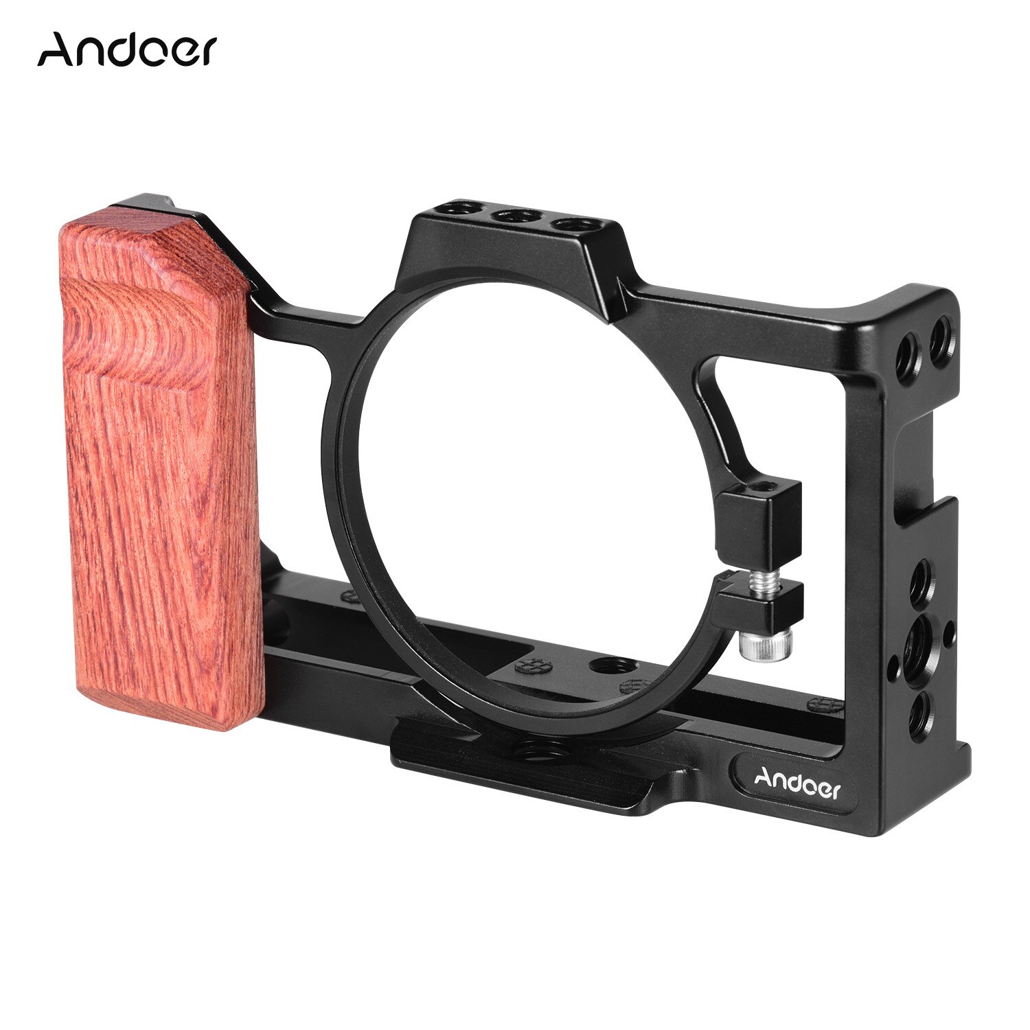 Andoer Vlog Camera Kooi Compatibel Met Sony ZV1 Camera Met Houten Handvat Grip Koude Schoen Voor Montage Microfoon Led Licht