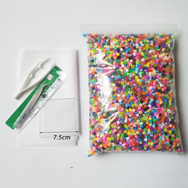 Perles Hama 500g 8000 pièces 5mm, 1 modèle + 3 papiers à repasser + 2 pincettes, jouets éducatifs pour enfants, Diy,: 2