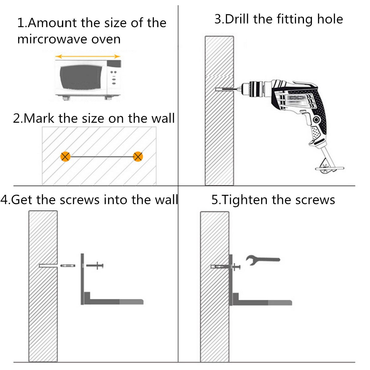 2x Stainless Steel Foldable Microwave Oven Shelf Rack Support Frame Stretch Adjustable Wall Mount Bracket Stand Kitchen Storage