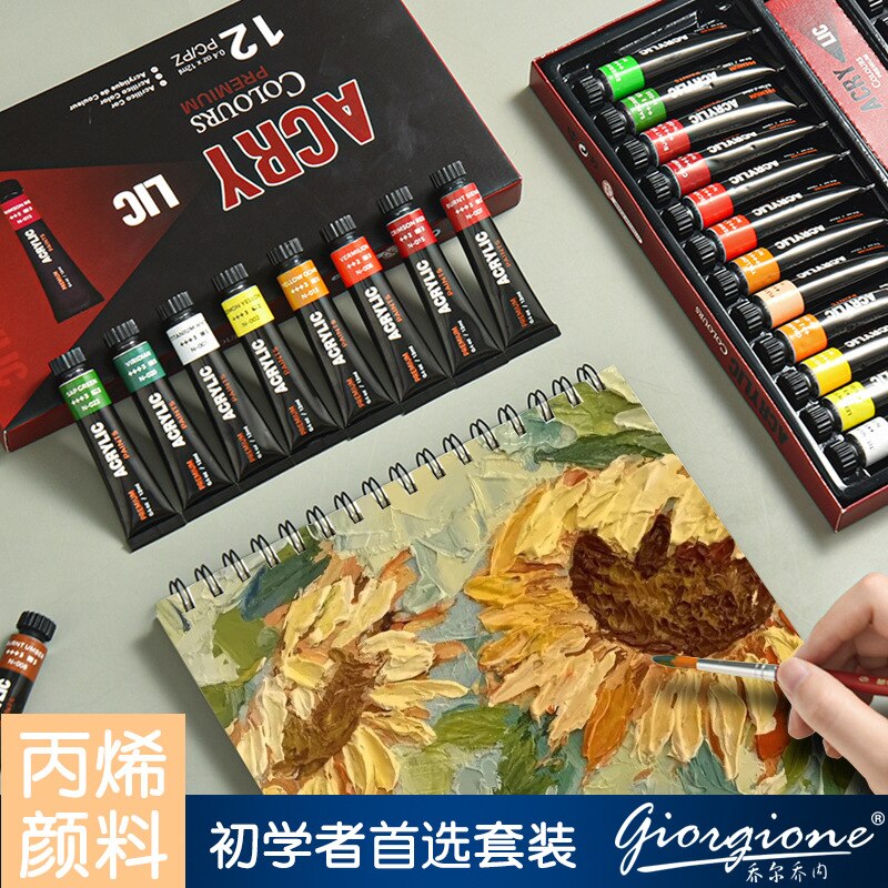 Acrylic Paint Tubes Set 12ml 24 30 Colors Rich Pigments Metallic Paints for Artist Hobby Painters Beginners Art Supplies Canvas