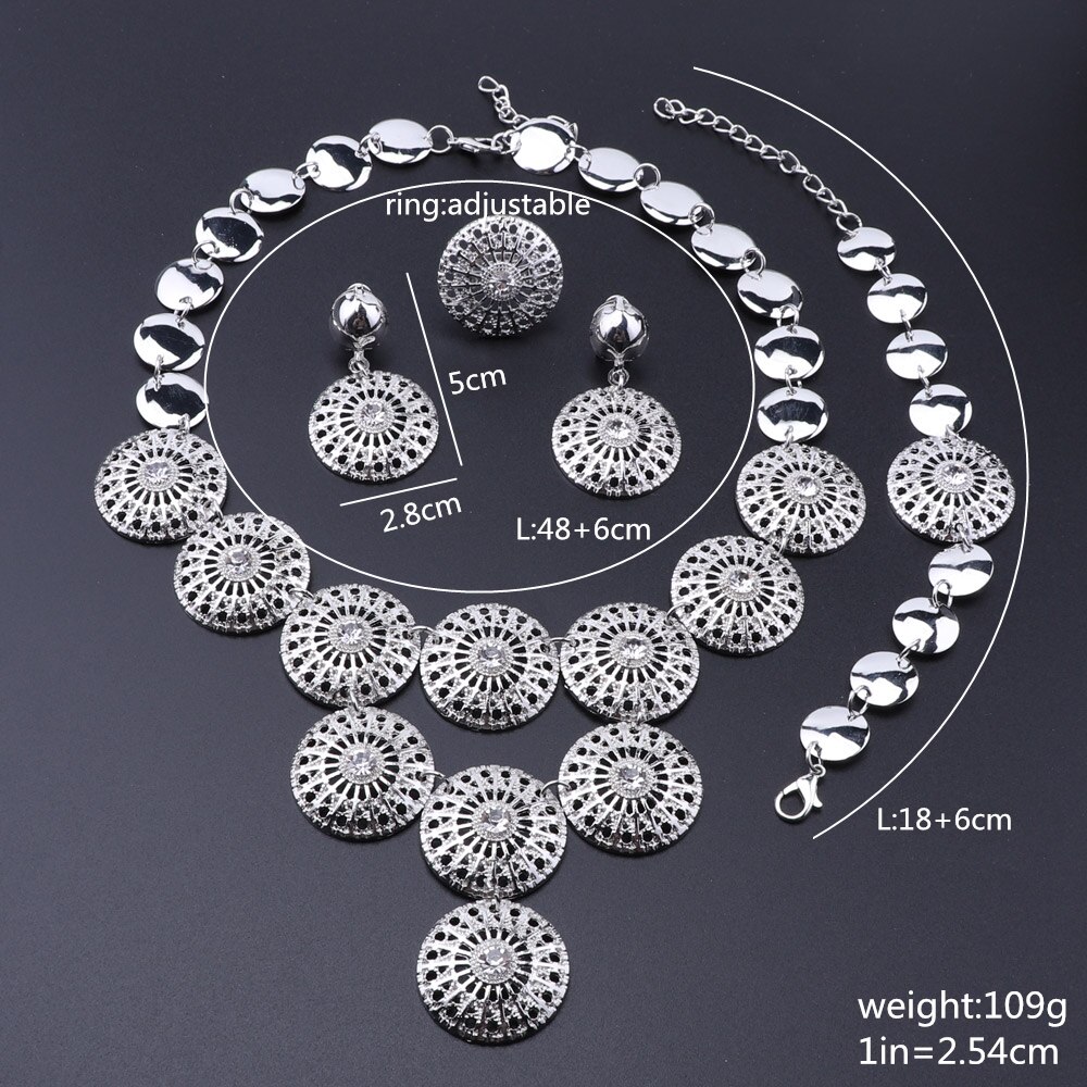 Afrikanische Braut Zubehör Nigerian Hochzeit Schmuck Dubai Gold-Farbe Kristall Schmuck einstellen Blume bilden Halskette einstellen