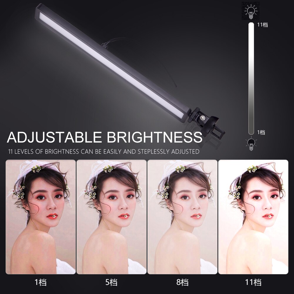 WS66 Portable Multi-function Photography LED Video Light Long Strip Video Conference Fill Light for Makeup Shooting Live Broa