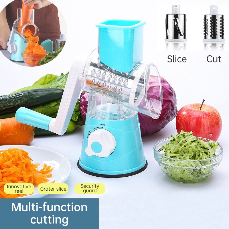 Hand Crank Vegetable Cutter 3 in 1 Stainless Steel Grater Slicer Grind Food Chopper for Vegetables Fruits Kitchen