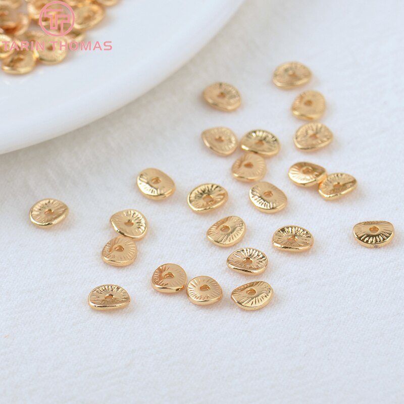 (3471)50PCS 5x6MM 8x9MM 9x10MM 24K pozłacane mosiężne koraliki dystansowe koraliki czapki wysokiej jakości biżuteria Diy Akcesoria