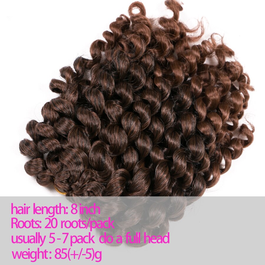 Torção encaracolado preto crochê tranças de cabelo 75 g/pacote 8 polegada 20 fios/pçs sintético ombre trança extensão do cabelo torção