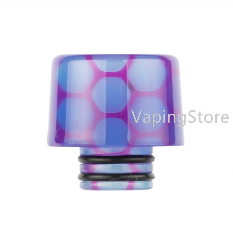 Wide Bore Recurve/V Shape Luminous Cobra Resin Epoxy 510 Drip Tip for Uwell Crown 5 V Sub Ohm Tank/Innokin AJAX/OFRF Gear RTA: V Shape Blue