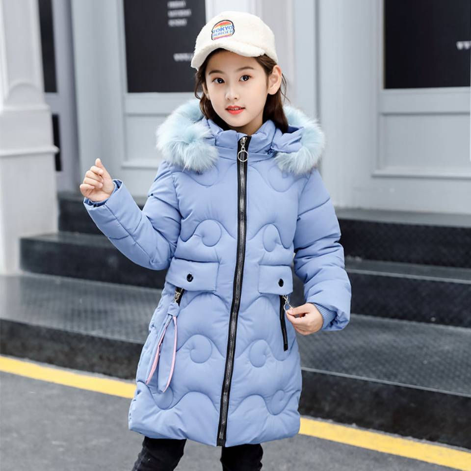 Neue Winter Warme Daunen Jacken für Mädchen Parka Jugendliche freundlicher Parkas Lange mit kapuze Mantel Kleidung einfarbig winddicht Mantel: 002 / 14