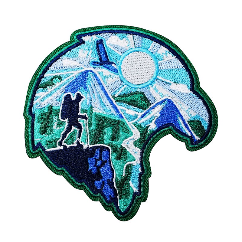 Bergbeklimmen Size:8.6X8.1Cm Patches Borduren Applique Strijken Naaien Levert Decoratieve Badges Voor Kleding Blauw