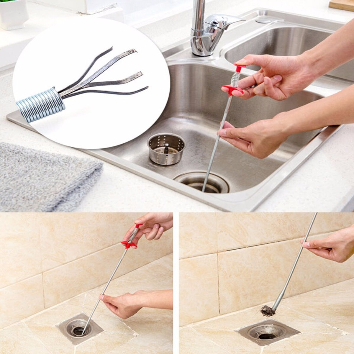 1 stk dræning unblocker stick slange rørledning mudderværktøj renere hårfjerner børste værktøj til badeværelse unclog vask køkkenvask kar