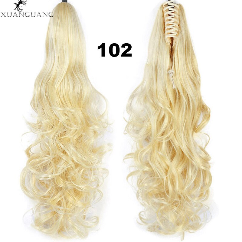 XUANGUANG Curly Hair Ponytail Hair Extension Brown Blonde Heat Resistant Artificial Ponytail: 102