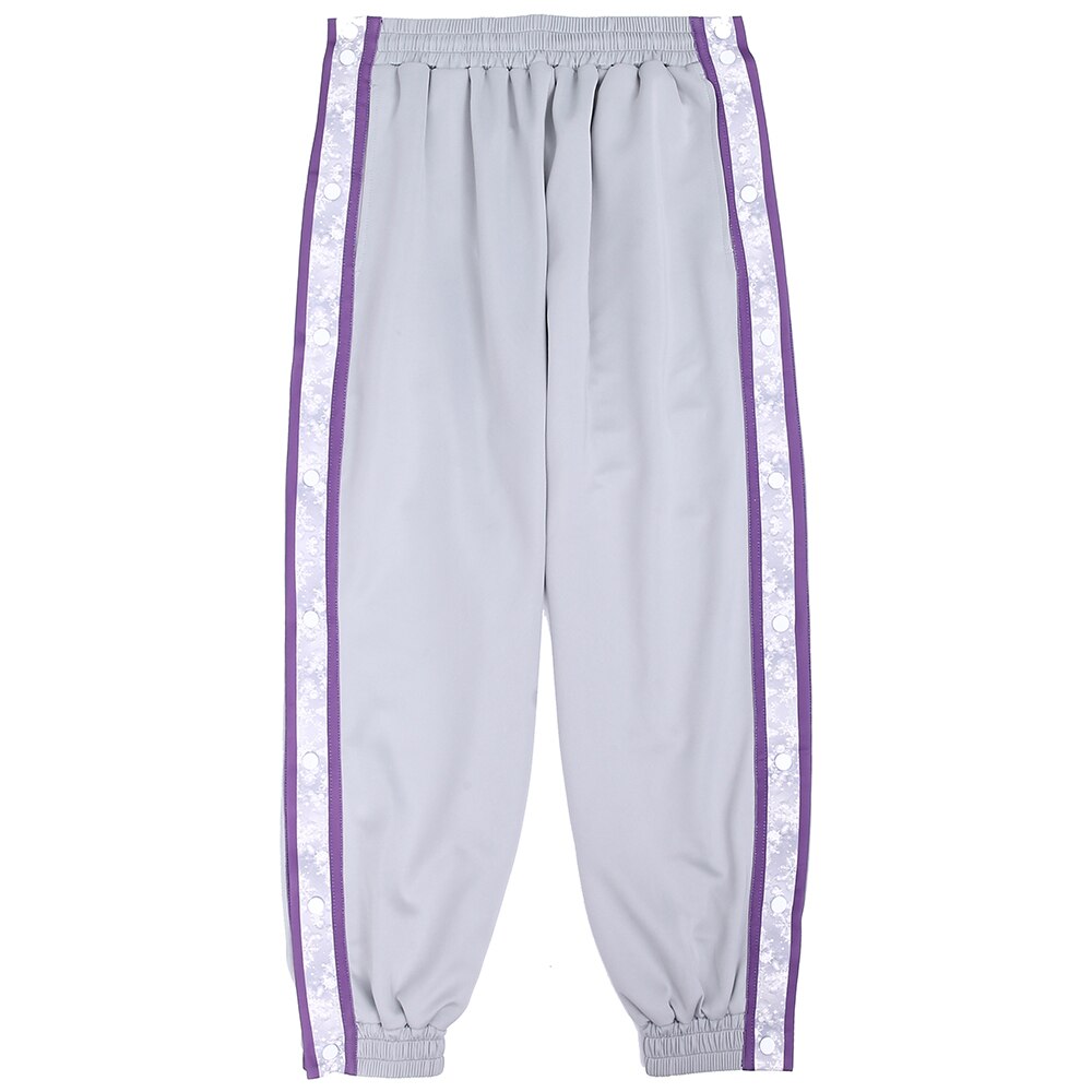 Pantalon de jogging taille moyenne pour homme, pantalon de basket-ball, pleine longueur, rayures noires, fendu, Street Hip Hop, survêtement avec boutons latéraux