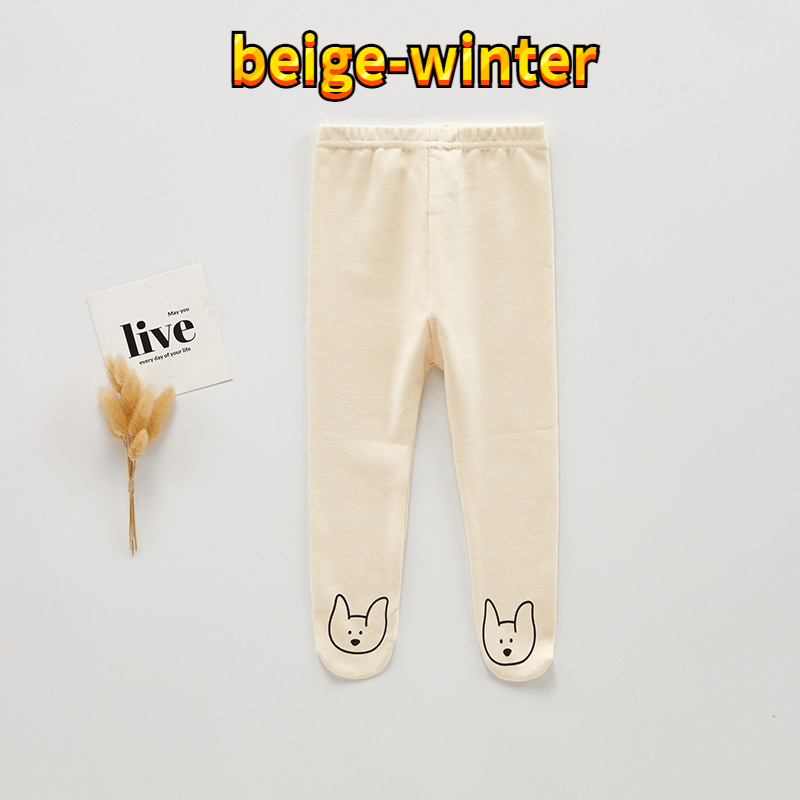 2022 neue Frühjahr Kinder Mädchen Jungen Leggins Beige Kaffee Cartoon Elefanten Große PP Strumpfhosen Strümpfe Bebe Hosen Casual Kleidung E9302: beige-winter / 90cm 18-24Months