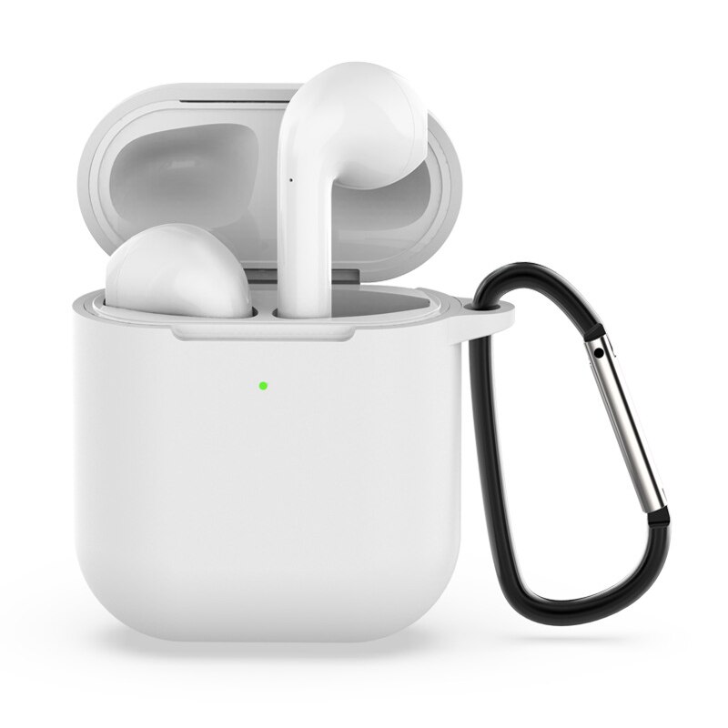 Silikonowe słuchawki etui na Airpods 2. Bezprzewodowe słuchawki pokrowiec ochronny na Apple Airpods2 Air Pods 2 etui z haczykiem: White