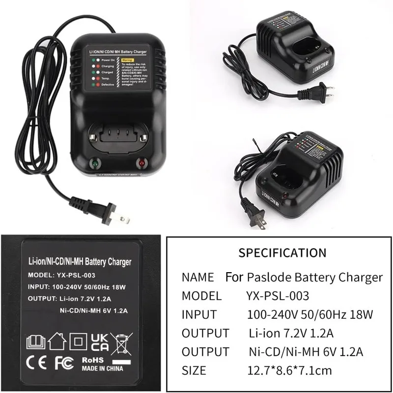 Batterie Ladegerät Für Paslode 6V 7,2 V Li-Ion/NI-CD/Nl-MH Batterie Ladegerät Ersatz Ladegerät Für Paslode elektrische Power Tool