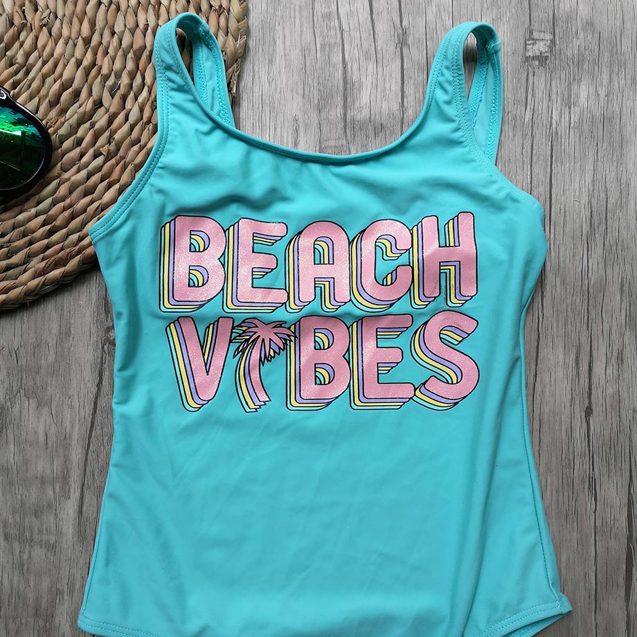 8-14 Years Girl Swimsuit Kids One Piece Teenager Girl Bathing Suit Letter Print Children's Swimwear Girl Swim Wear Swimming Suit