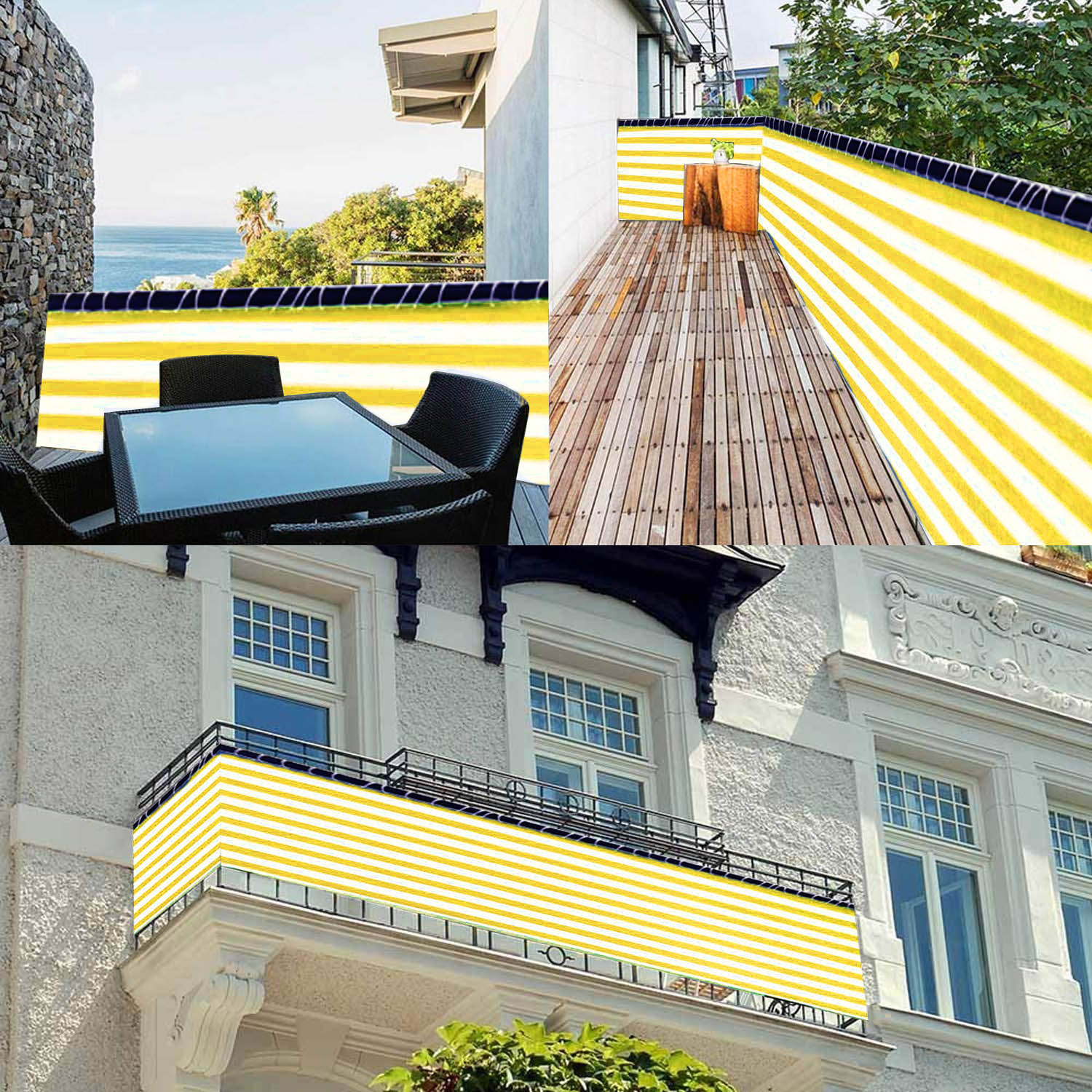 Stripe Patio Awning Sunshade Sail Outdoor Waterproof Rain Sun Shelter Canopy Top Cover for Camping Beach Lawn Garden 3 x 16ft