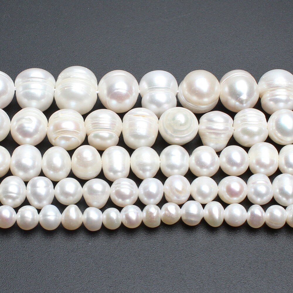 Natural Freshwater White Pearl 6-7mm 7-8mm 9-10mm Round Beads for Jewelry Making DIY Charm Earrings Bracelet Necklace 15 inches