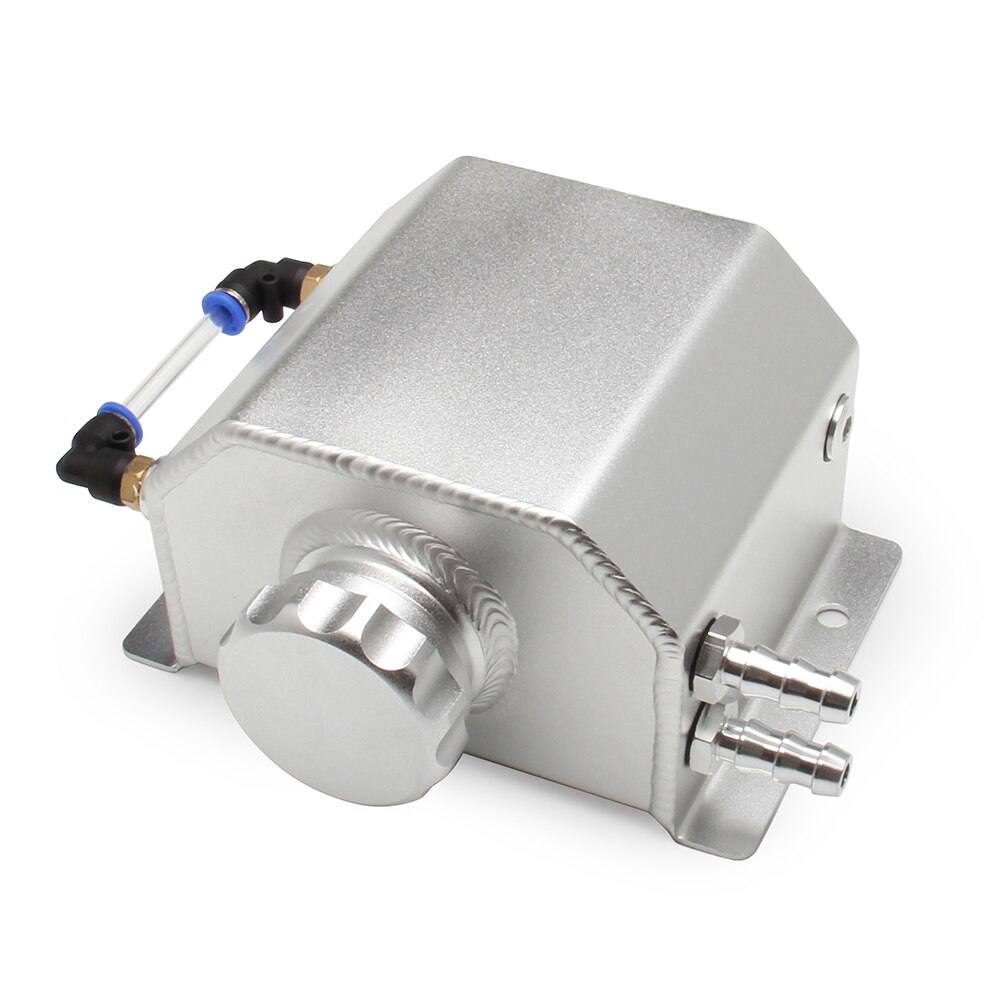 Universal 1L/2L Aluminum Oil Catch Can Reservoir Tank Engine Coolant Radiator Overflow Oil Fuel Tank With Drain Plug Breather: Ivory