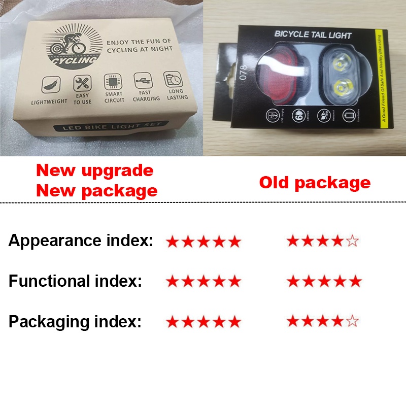 BUCKLOS Bike Light Set Rechargeable Rear Light Front Lamp Waterproof Riding Headlight USB MTB Taillight Led 1PC Cycling Parts