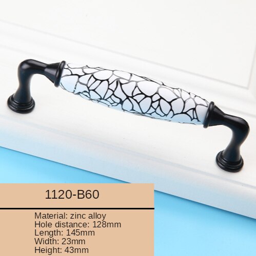 Black/White Ceramic Furniture Handle American Style Simple Kitchen Cabinet Handle Wardrobe Round Drawer Knob: 1120-B60-128
